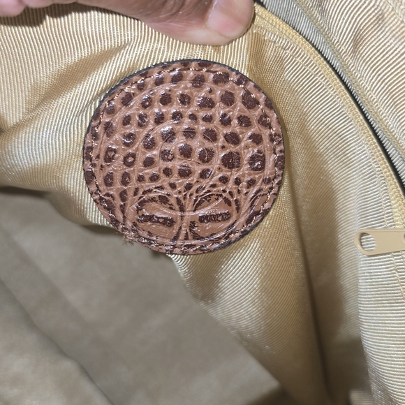 Etienne Aigner Leather Vintage Croc Embossed  Cream & Brown Tote Satchel 15x10" - Picture 12 of 15